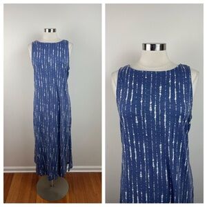 Naturals D & Co Blue White Stripe Maxi Dress With Pockets Women Medium Tall